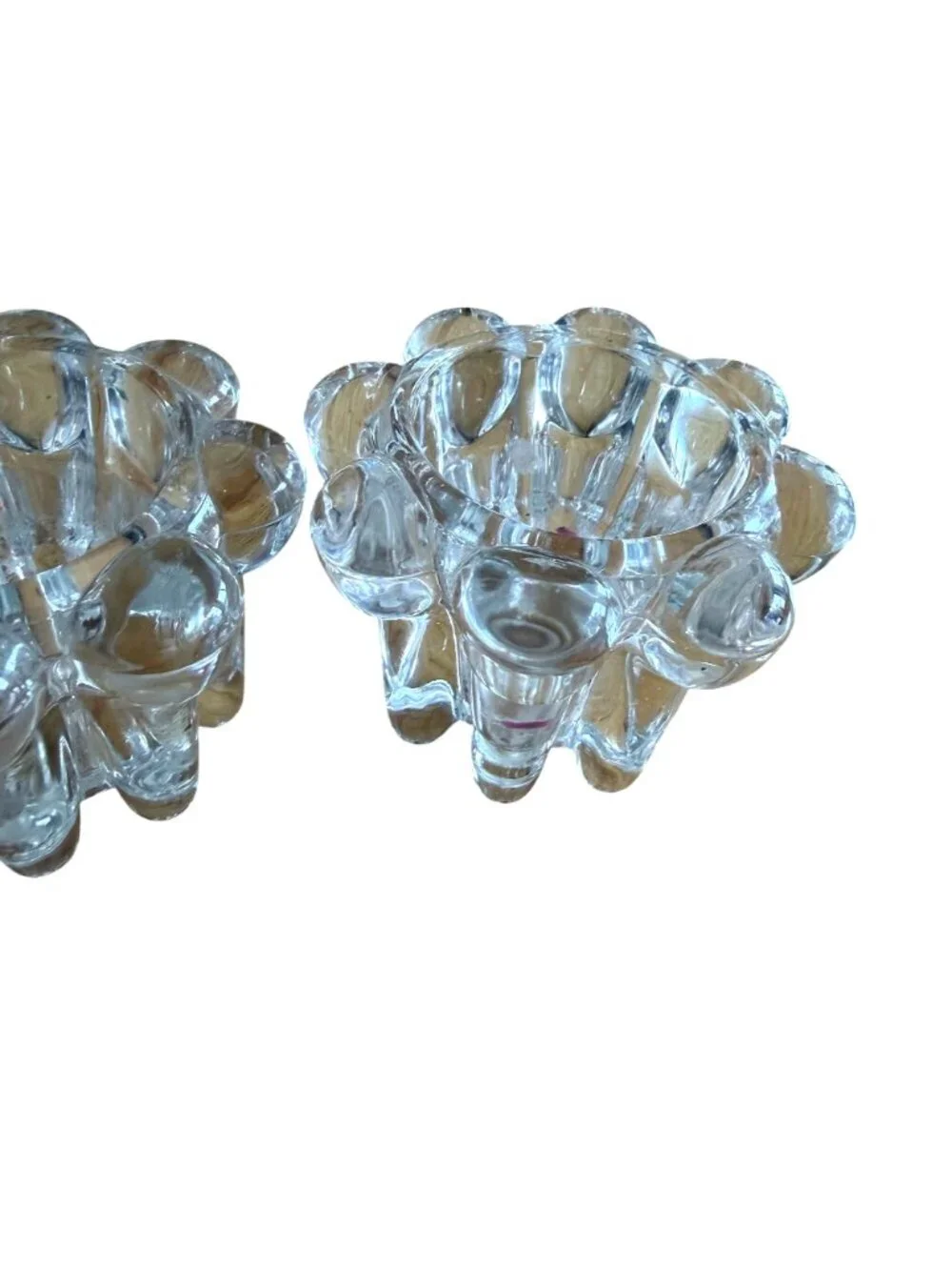 Clear Glass Flower Candle Holders Set for Tapers and Votives
